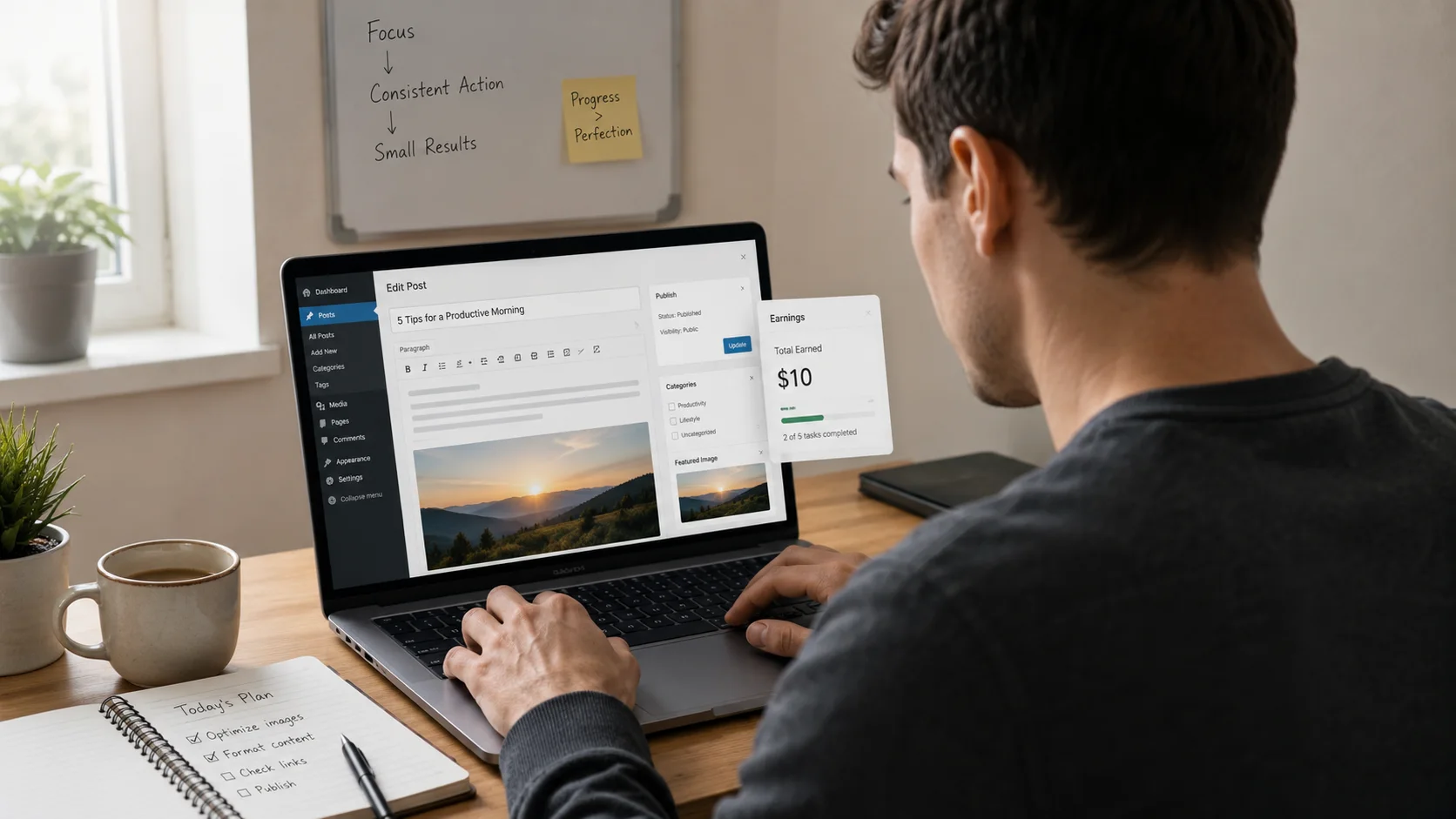 Beginner completing a small online service and reaching the first ten dollar milestone